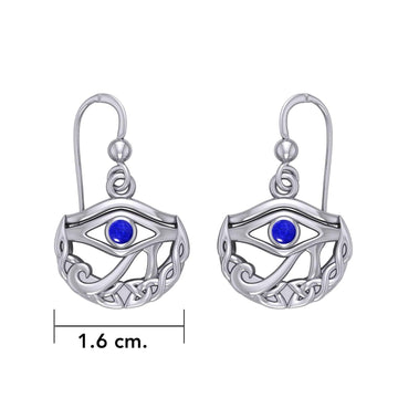 Eye of Horus with Celtic Knot Crescent Moon Silver Earrings TER1600 - Jewelry